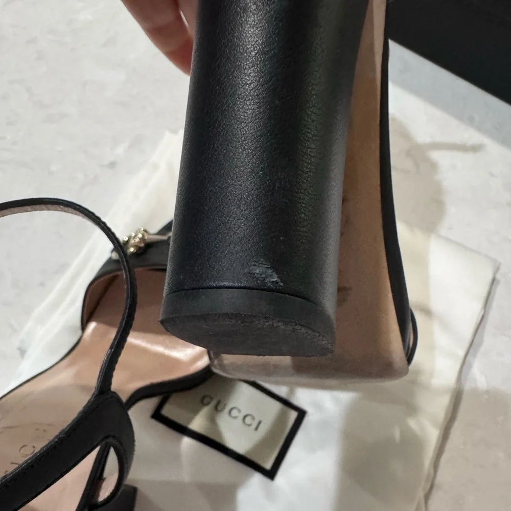 Gucci Horsebit Leather Block Heel Sandals 37.5 - Picture 10 of 10